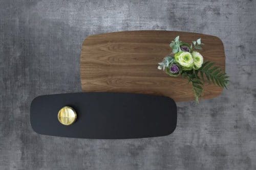 Mesa Solapa acabados negro y nogal