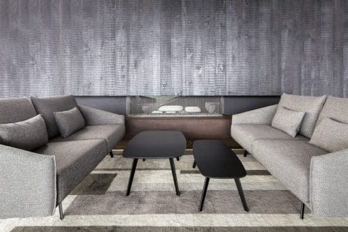 Mesa stua Solapa con sofa Costura